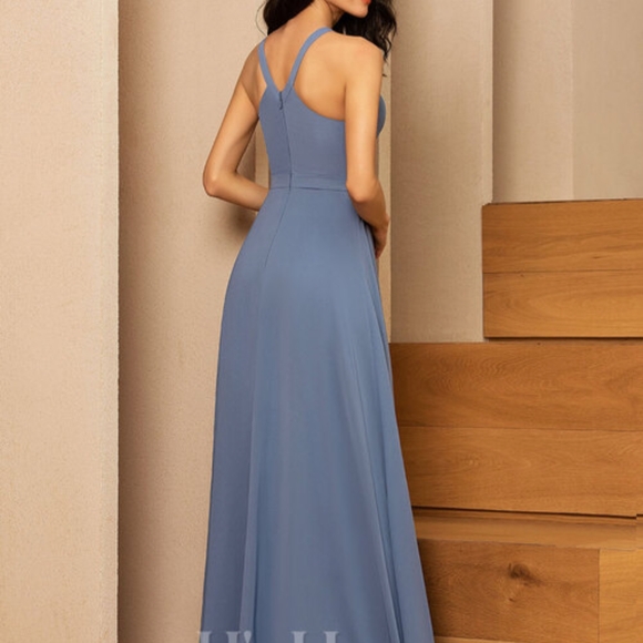 JJs House Blue Halter A-line Maxi Dress - Picture 2 of 4